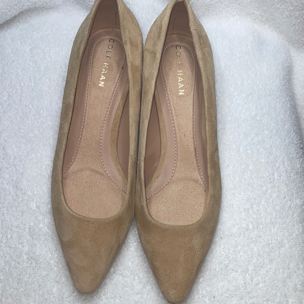Cole Haan Tan Suede Pointed-Toe Heels